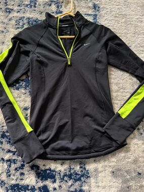 Nike Black Half-Zip Pullover with Neon Yellow Zipper